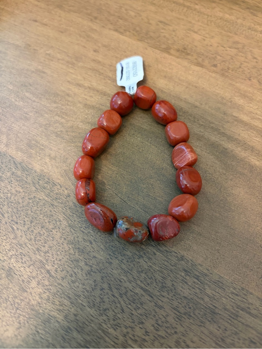 Free People Red Tumbled Stone Stretch Bracelet